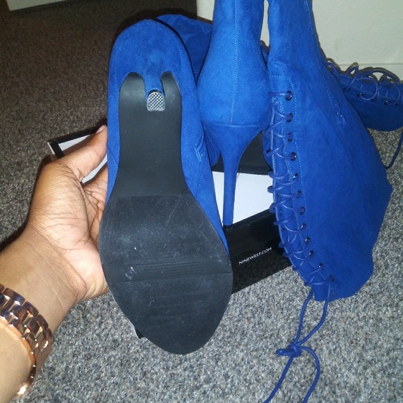Blue suede heel boot - Picture 5 of 5